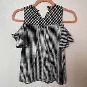 Hearts brand Black and white gingham cold shoulder blouse size 14